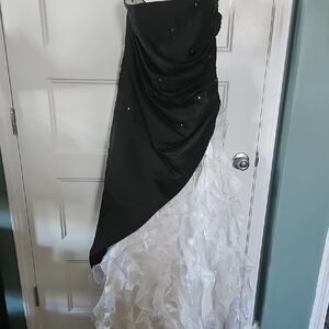 Elegant Strapless Black and White Dress